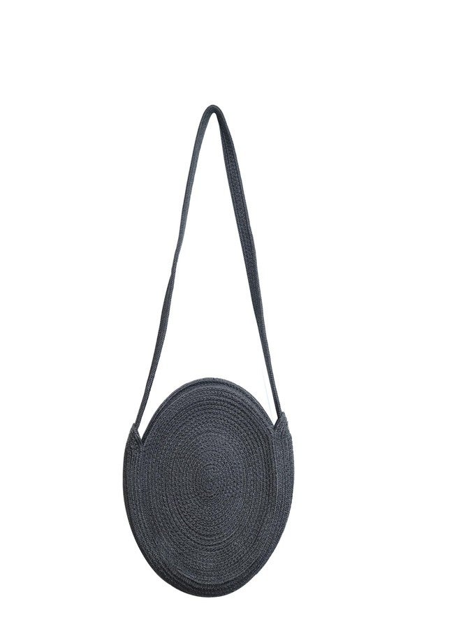 Ariya Women Round Sling Bag (4058 | Dark Grey) Handcrafted PP & Cotton Blend Shoulder Purse, Perfect for Ladies & Girls, Lightweight Crossbody Bag for Daily, Casual, Travel & All Occasions - Image 1